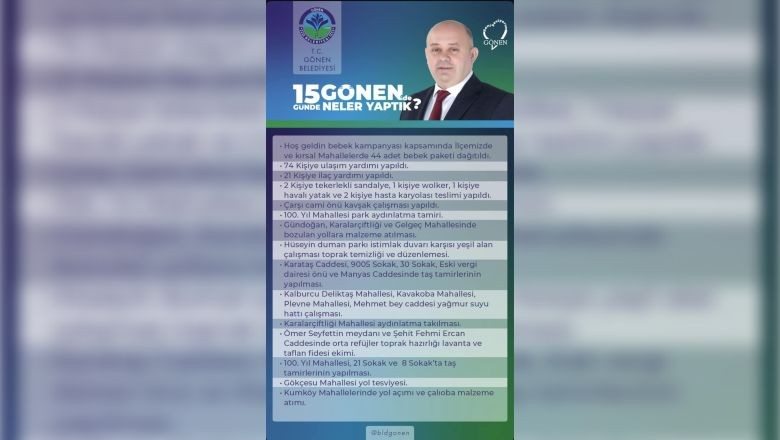 Gönen Belediyesi 15 Günde Gerçekleştirilen Çalışmaları Açıkladı Gönen Belediyesi, 15 Günde Gerçekleştirilen Çalışmaları Açıkladı