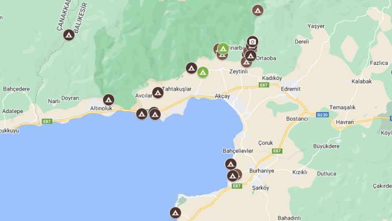 Balıkesir Kamp Alanları Haritası