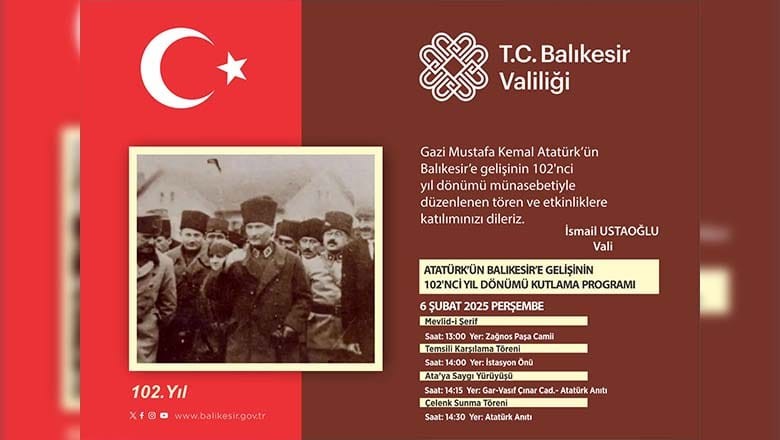 Atatürk’ün Balıkesir’e Gelişinin 102. Yılı Kutlanacak Atatürk’ün Balıkesir’e Gelişinin 102. Yılı Kutlanacak