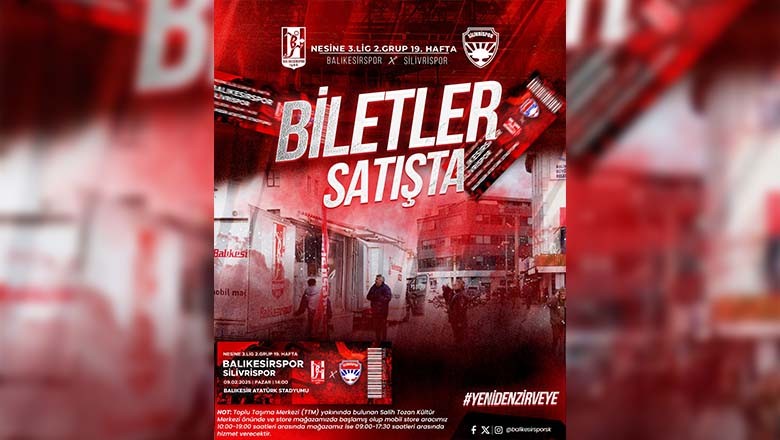 Balıkesirspor - Silivrispor Maçı Biletleri Satışta! Balıkesirspor - Silivrispor Maçı Biletleri Satışta!