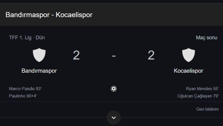 Bandırmaspor'dan Beraberlik Yorumu