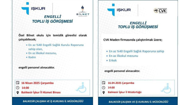 Balıkesir İŞKUR’dan Engelli Bireylere Fırsat!