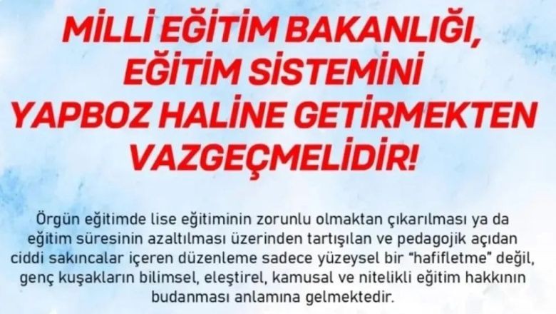 Eğitim Sen: 'Eğitim Sistemi Yapboza Döndü'