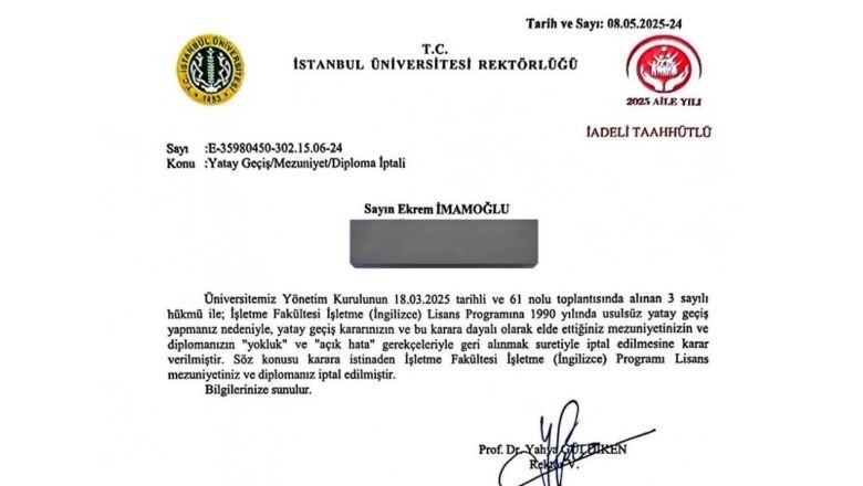 İmamoğlu’nun Diploması Resmen İptal Edildi