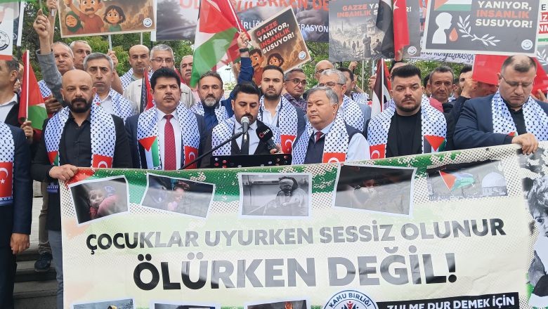 Sendikalardan İsrail Büyükelçiliği Önünde Protesto 