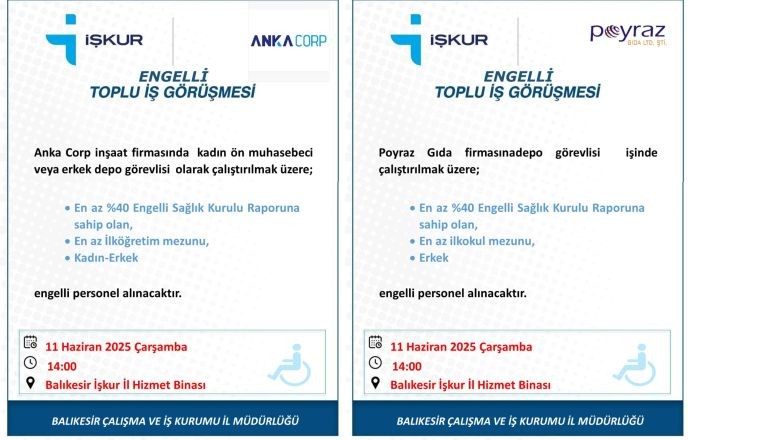 Balıkesir İŞKUR’dan Engellilere İş Görüşmesi Fırsatı