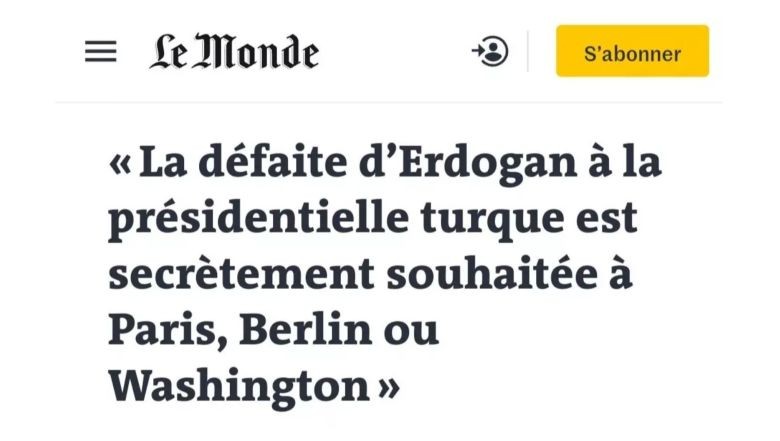 Bak şu Le Monde'nin işine ! Le Monde Gazetesi Fransada bir gazete. Bu gazete haberinde "Paris, Berlin veya Washington'da, Erdoğan'ın Türkiye cumhurbaşkanlığı seçimlerinde yenilmesi gizlice arzu ediliyor." ifadelerine yer verdi.
