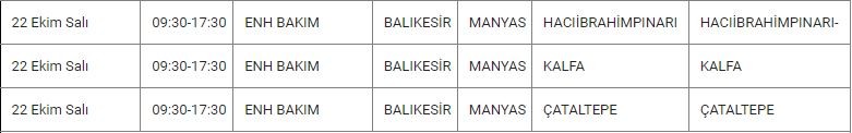 Manyas ve Mahallelerinde Elektrik Kesintisi Manyas ve Mahallelerinde Elektrik Kesintisi
