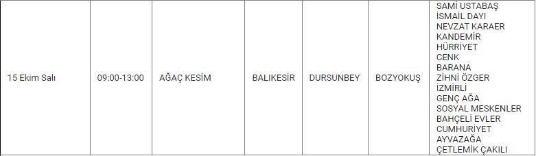 Dursunbey ve Mahallelerinde Elektrik Kesintisi Dursunbey ve Mahallelerinde Elektrik Kesintisi