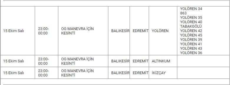 Edremit ve Mahallelerinde Elektrik Kesintisi Edremit ve Mahallelerinde Elektrik Kesintisi