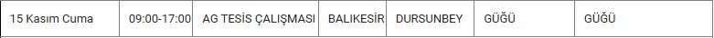 Dursunbey ve Mahallelerinde Elektrik Kesintisi Dursunbey ve Mahallelerinde Elektrik Kesintisi