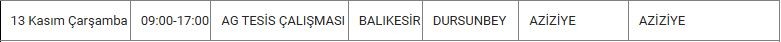 Dursunbey ve Mahallelerinde Elektrik Kesintisi Dursunbey ve Mahallelerinde Elektrik Kesintisi