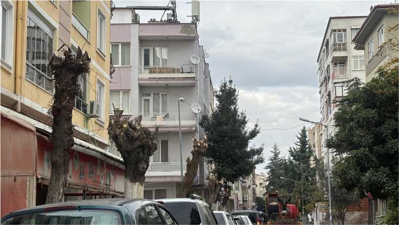 Balıkesir’de Yol Kapatılarak Ağaçların Tüm Dalları Kesildi