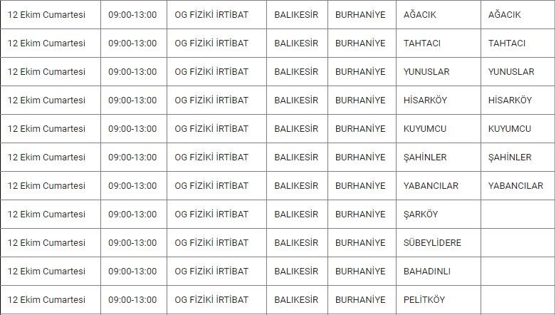 Burhaniye ve Mahallelerinde Elektrik Kesintisi Burhaniye ve Mahallelerinde Elektrik Kesintisi