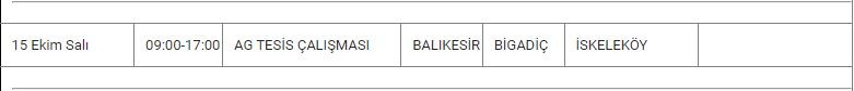 Bigadiç ve Mahallelerinde Elektrik Kesintisi Bigadiç ve Mahallelerinde Elektrik Kesintisi