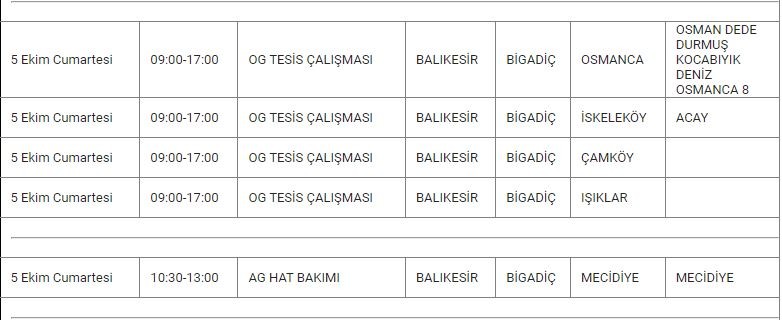 Bigadiç ve Mahallelerinde Elektrik Kesintisi Bigadiç ve Mahallelerinde Elektrik Kesintisi