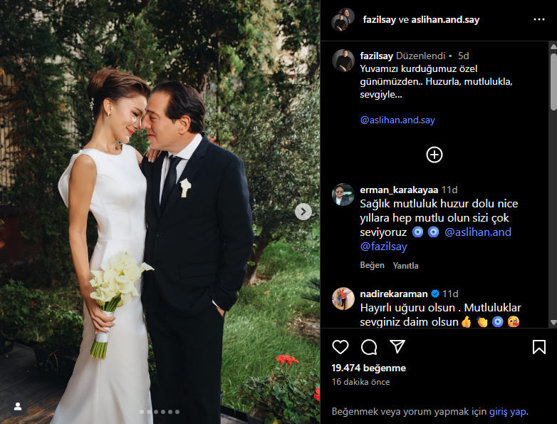 Fazıl Say ve flüt sanatçısı Aslıhan And evlendi: İşte Düğün Fotoğrafları - 1. resim
