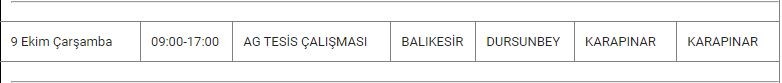 Dursunbey ve Mahallelerinde Elektrik Kesintisi Dursunbey ve Mahallelerinde Elektrik Kesintisi