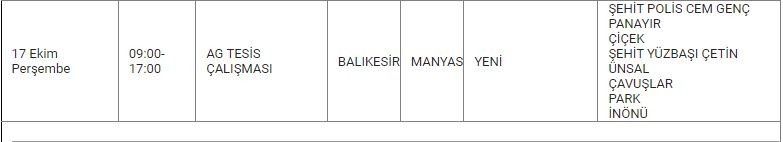 Manyas ve Mahallelerinde Elektrik Kesintisi Manyas ve Mahallelerinde Elektrik Kesintisi