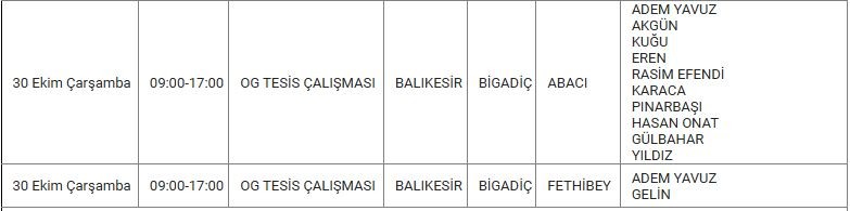 Bigadiç ve Mahallelerinde Elektrik Kesintisi Bigadiç ve Mahallelerinde Elektrik Kesintisi