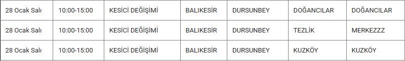 Dursunbey Elektrik Kesintisi