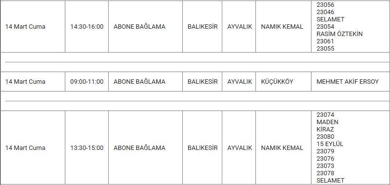 Ayvalık ve Mahallelerinde Elektrik Kesintisi Ayvalık ve Mahallelerinde Elektrik Kesintisi