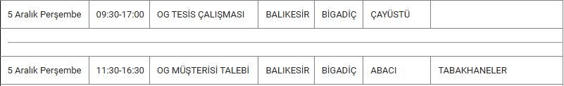 Bigadiç ve Mahallerinde Elektrik Kesintisi Bigadiç ve Mahallerinde Elektrik Kesintisi