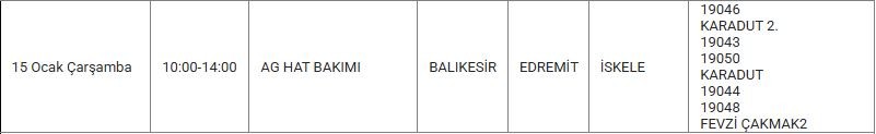 Edremit ve Mahallelerinde Elektrik Kesintisi Edremit ve Mahallelerinde Elektrik Kesintisi