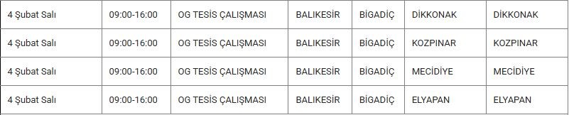 Bigadiç ve Mahallelerinde Elektrik Kesintisi Bigadiç ve Mahallelerinde Elektrik Kesintisi