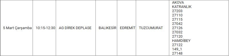 Edremit ve Mahallelerinde Elektrik Kesintisi Edremit ve Mahallelerinde Elektrik Kesintisi
