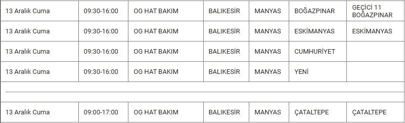 Manyas ve Mahallelerinde Elektrik Kesintisi Manyas ve Mahallelerinde Elektrik Kesintisi