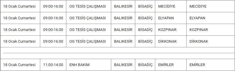 Bigadiç ve Mahallelerinde Elektrik Kesintisi Bigadiç ve Mahallelerinde Elektrik Kesintisi
