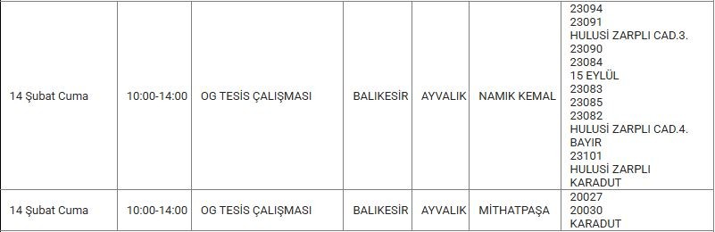 Ayvalık ve Mahallelerinde Elektrik Kesintisi Ayvalık ve Mahallelerinde Elektrik Kesintisi