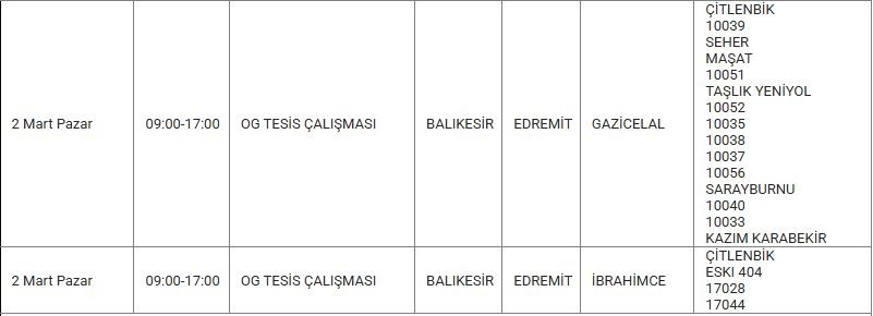 Edremit ve Mahallelerinde Elektrik Kesintisi Edremit ve Mahallelerinde Elektrik Kesintisi