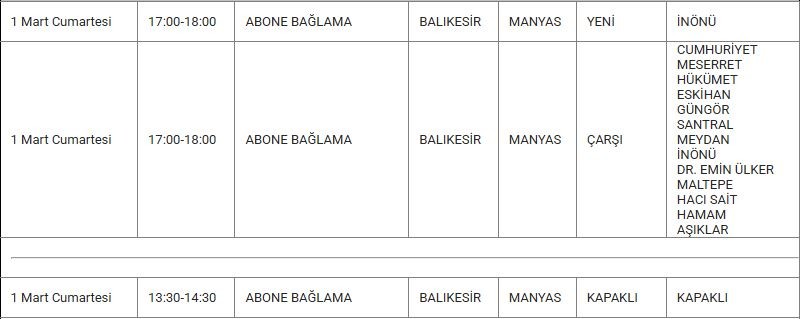 Manyas ve Mahallelerinde Elektrik Kesintisi Manyas ve Mahallelerinde Elektrik Kesintisi