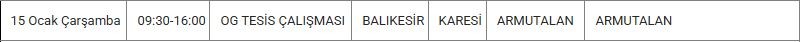 Karesi ve Mahallelerinde Elektrik Kesintisi Karesi ve Mahallelerinde Elektrik Kesintisi