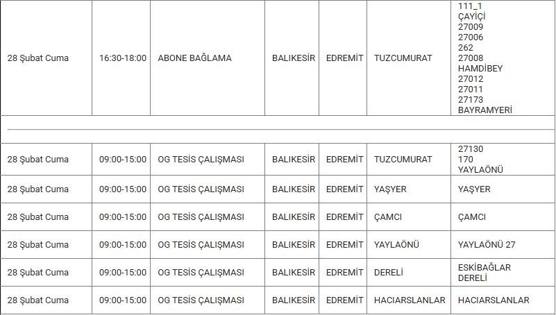 Edremit ve Mahallelerinde Elektrik Kesintisi Edremit ve Mahallelerinde Elektrik Kesintisi