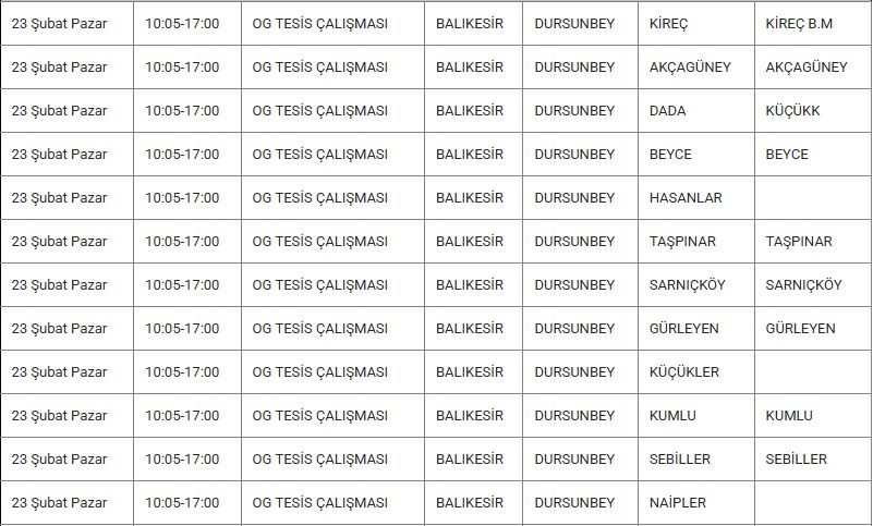 Dursunbey ve Mahallelerinde Elektrik Kesintisi Dursunbey ve Mahallelerinde Elektrik Kesintisi