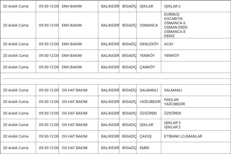 Bigadiç ve Mahallelerinde Elektrik Kesintisi Bigadiç ve Mahallelerinde Elektrik Kesintisi