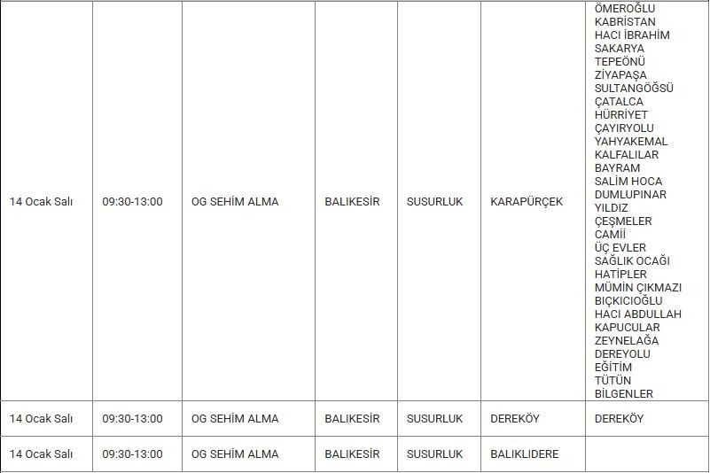 Susurluk ve Mahallelerinde Elektrik Kesintisi Susurluk ve Mahallelerinde Elektrik Kesintisi