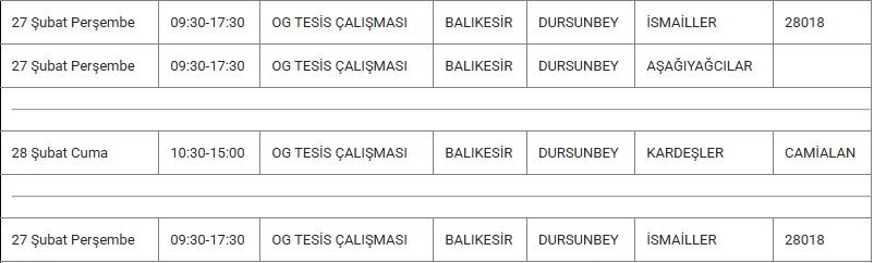 Dursunbey ve Mahallelerinde Elektrik Kesintisi Dursunbey ve Mahallelerinde Elektrik Kesintisi