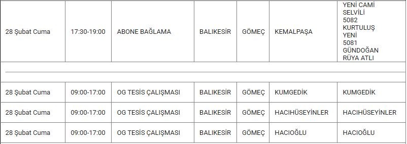 Gömeç ve Mahallelerinde Elektrik Kesintisi Gömeç ve Mahallelerinde Elektrik Kesintisi