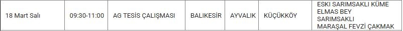Ayvalık ve Mahallelerinde Elektrik Kesintisi Ayvalık ve Mahallelerinde Elektrik Kesintisi