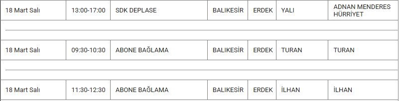 Erdek ve Mahallelerinde Elektrik Kesintisi Erdek ve Mahallelerinde Elektrik Kesintisi