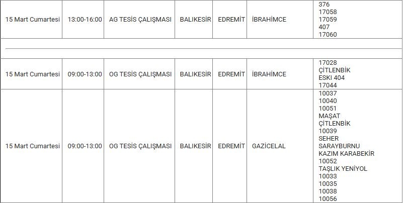 Edremit ve Mahallelerinde Elektrik Kesintisi Edremit ve Mahallelerinde Elektrik Kesintisi