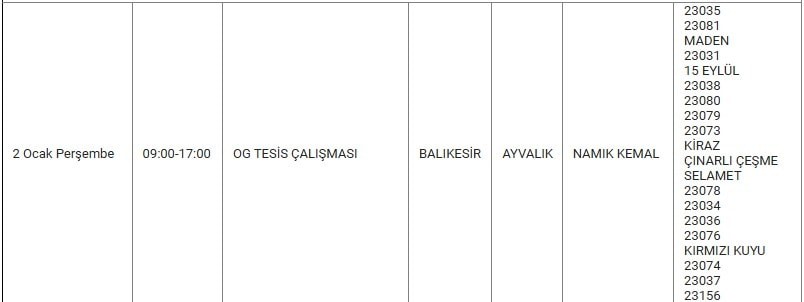 Ayvalık ve Mahallelerinde Elektrik Kesintisi Ayvalık ve Mahallelerinde Elektrik Kesintisi