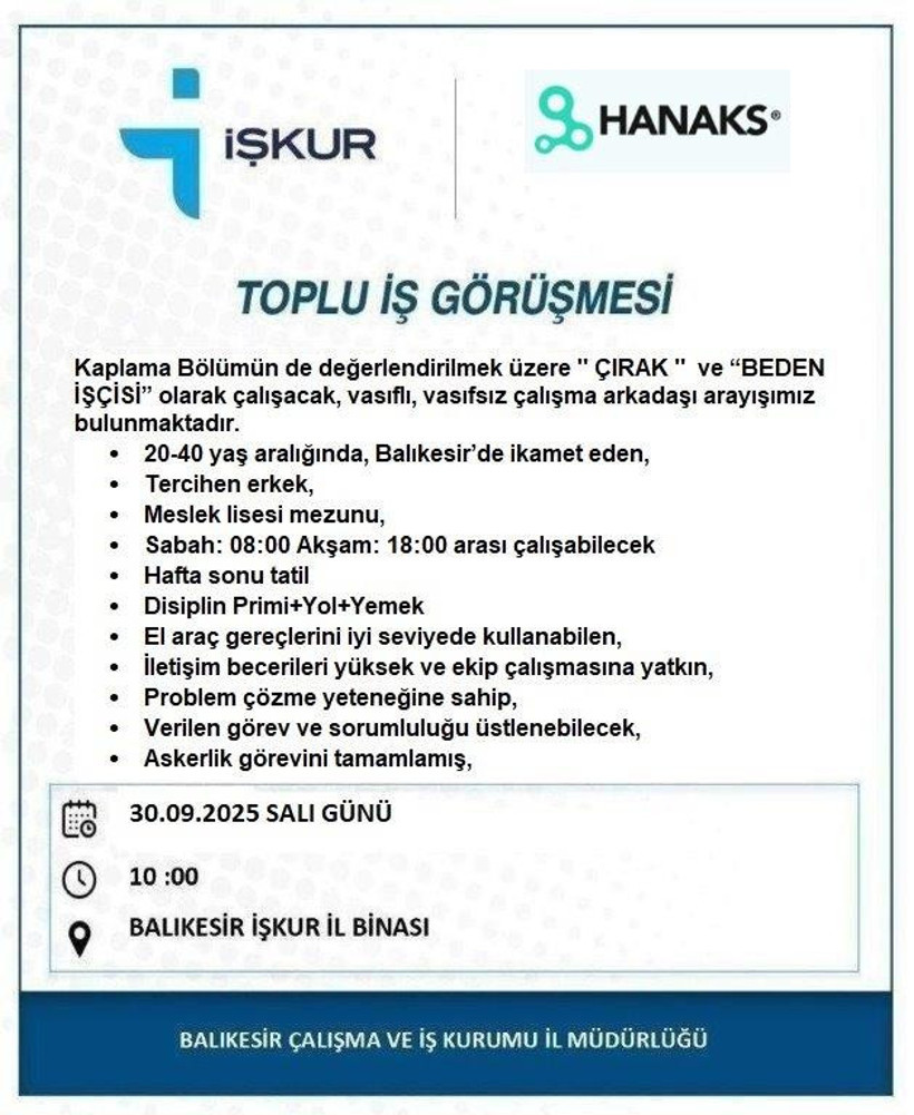 Balıkesir’de İş Fırsatları Büyüyor: Hangi Sektörler Eleman Arıyor?