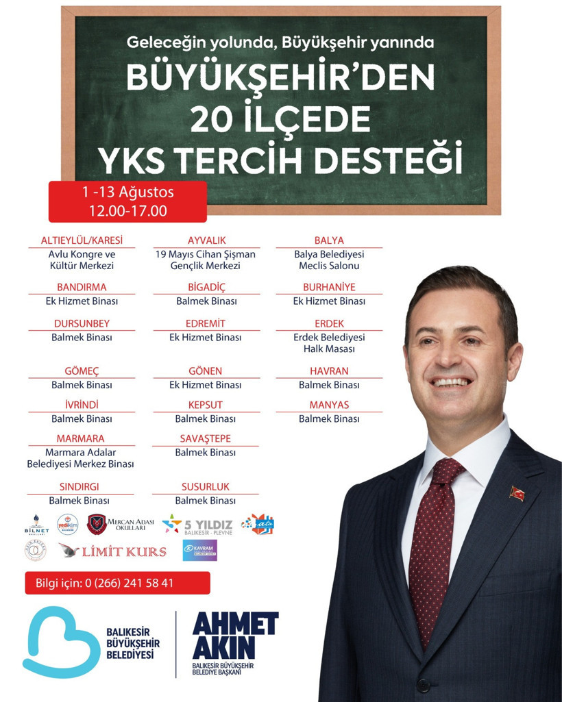  Ahmet Akın’dan 20 ilçede YKS tercih desteği
