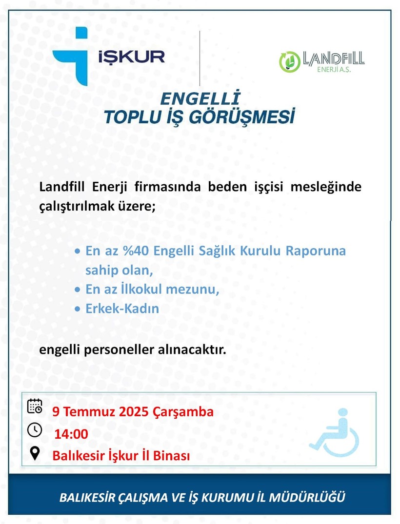 Balıkesir'de Engelli Bireylere İş Fırsatı