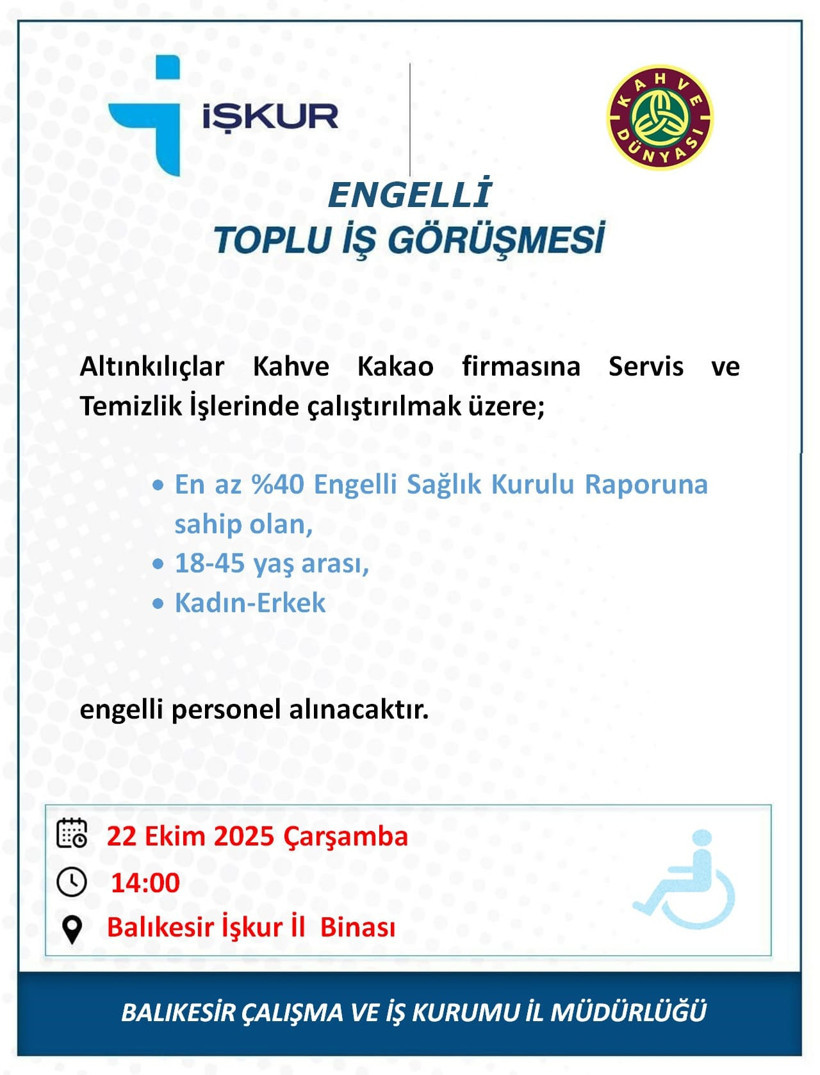 Balıkesir’de Engelliler İçin İstihdamda Fırsat Var! - 4. resim